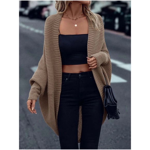 Cozy Open Front Batwing Minimalist Cardigan - Picture 7 of 10